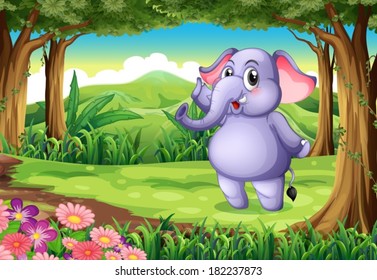 Illustration of an elephant at the woods