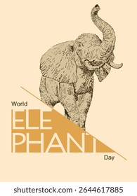 Illustration of elephant for World Elephant Day. Vector illustration. Suitable for banner, postcard or poster.
