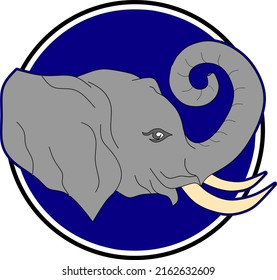 Illustration of an elephant's head seen from the side, a symbol of a strong and large animal.
