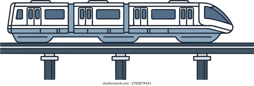 Illustration of an elevated train on a track, showcasing modern transportation and urban transit systems.