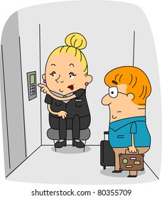 Illustration Of An Elevator Operator At Work