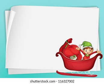 illustration of an elve and paper sheets on a blue background