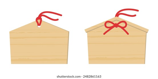 Illustration of an ema with nothing written on it. An ema is a small wooden plaque on which wishes are written and dedicated to a shrine.