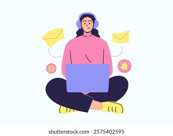 Illustration of an Email Service Work on Laptop