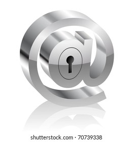 Illustration of the E-mail symbol with lock. Internet security concept. Vector.