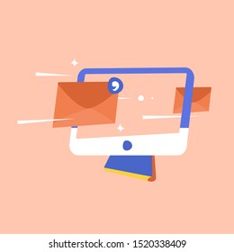 illustration of emails and computer