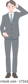 Illustration of an embarrassed man in a suit