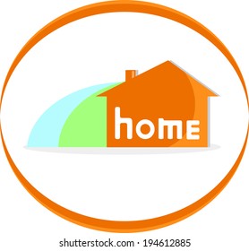 Illustration of emblem home. Icon. Vector illustration. 