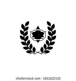 illustration emblem in laurel leaves logo vector icon eps10