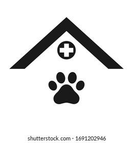 illustration emblem of a veterinary clinic. Assisting animals.