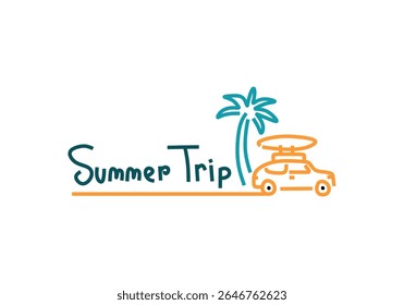 illustration embodies the spirit of a summer road trip adventure.
