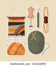illustration of embroidery items set