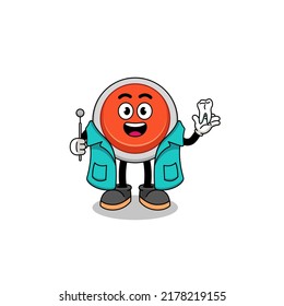 Illustration of emergency button mascot as a dentist , character design