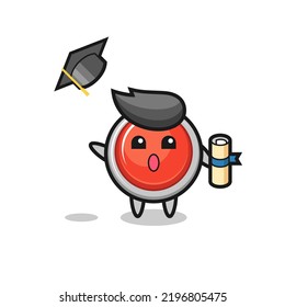 Illustration of emergency panic button cartoon throwing the hat at graduation , cute design