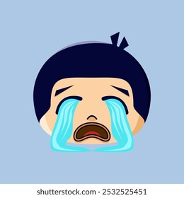 Illustration of an emoticon crying. Suitable for stickers, children's book icons, and completing a graphic design work