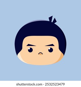 Illustration of an emoticon with a flat face. Suitable for stickers, children's book icons, and completing a graphic design work