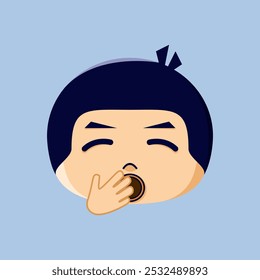 Ilustração de um emoticon com uma expressão facial sonolenta. Adequado para adesivos, ícones de livros infantis e conclusão de um trabalho de design gráfico