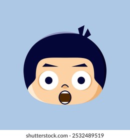 Illustration of an emoticon with a surprised facial expression. Suitable for stickers, children's book icons and completing a graphic design work