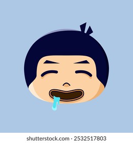 Illustration of an emoticon that is drooling. Suitable for stickers, children's book icons, and completing a graphic design work