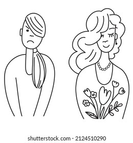 illustration of emotions irritation and good mood, stress and harmony
