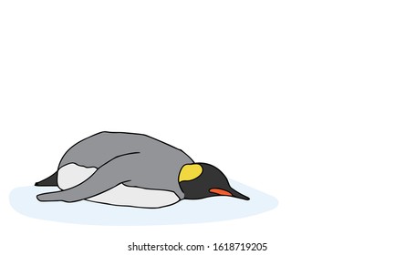 Illustration of emperor penguin - Lie down