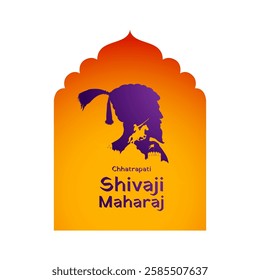 illustration of emperor Shivaji, the great warrior of Maratha from Maharashtra India with text in Hindi meaning Chhatrapati Shivaji Maharaj