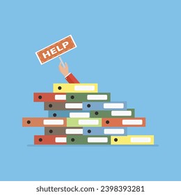 Illustration of an employee asking for help due to the large amount of work at work