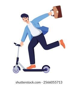 An illustration of employee getting late in flat style  