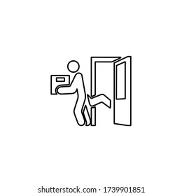 Illustration of employee kicked out of company. Boss firing worker sign. Layoff symbol for modern business concept and web, mobile design.