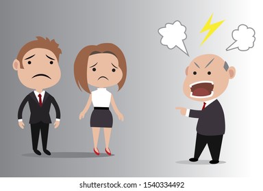 An illustration of an employee who was violently scolded by that boss