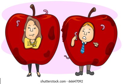 Illustration of Employees as Rotting Apples