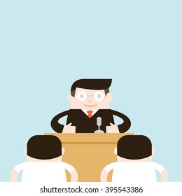 Illustration of employer talks with employee. Vector illustration flat style.