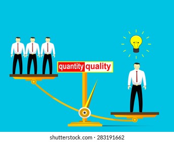 Illustration of employment policy, according to which preference is not Number of employees but their quality. Vector illustration