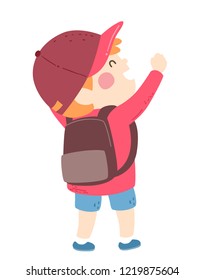 Illustration of an Empowered Kid Boy with Hands Up and Smiling