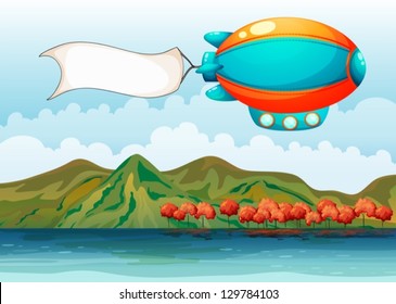 Illustration of the empty banner carried by the colorful airship