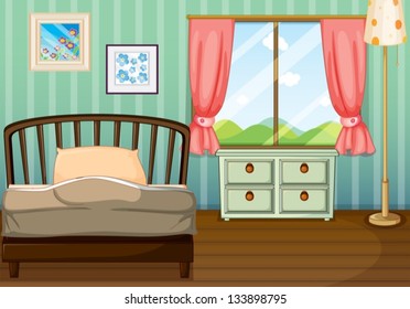 Illustration of an empty bedroom