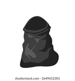 ilustração de um saco de lixo preto vazio. Sacos de plástico amassados, isolados sobre fundo branco. Adequado para conceitos relacionados a resíduos, limpeza e meio ambiente