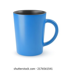 Illustration of Empty Blue Coffee Cup or Tea Mug on a White Background. Isolated Mockup with Shadow Effect, and Copy Space for Your Design