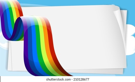 Illustration of the empty bondpaper templates with a rainbow