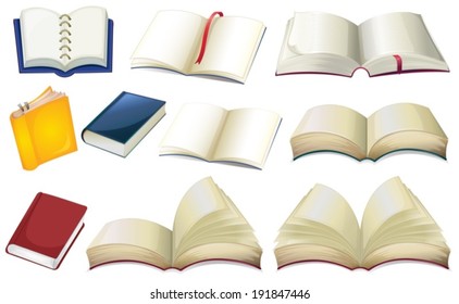 Illustration of the empty books on a white background