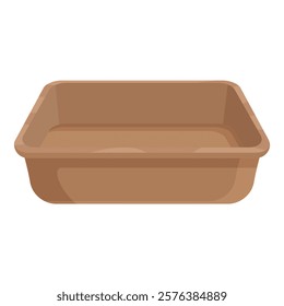 Illustration of an empty brown plastic basin. A versatile and durable household item used for storage. Washing. And cleaning. Made of lightweight and hygienic synthetic material