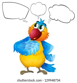 Illustration of the empty callouts with a colorful bird on a white background