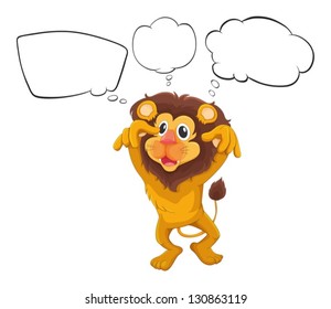 Illustration of the empty callouts with a lion in a jumping position on a white background