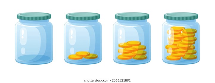 Illustration of empty cans and full of coins.