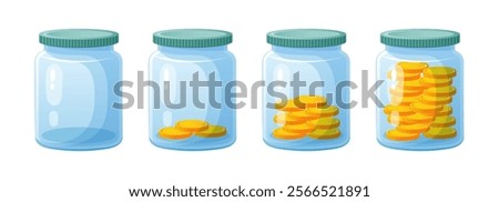 Illustration of empty cans and full of coins.