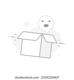 illustration of empty cardboard box. Minimalistic design representing emptiness, no content, blank state. illustrating empty pages, out of stock notifications, placeholders in websites and mobile app