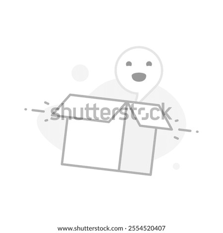illustration of empty cardboard box. Minimalistic design representing emptiness, no content, blank state. illustrating empty pages, out of stock notifications, placeholders in websites and mobile app