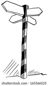 Illustration Of An Empty Cartoon Hand Drawn Crossroads Sign