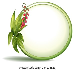 Illustration of an empty circle border with elongated leaves on a white background