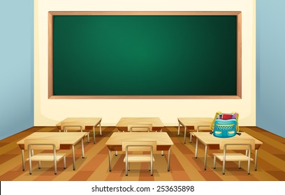Illustration of an empty classroom - Shutterstock ID 253635898